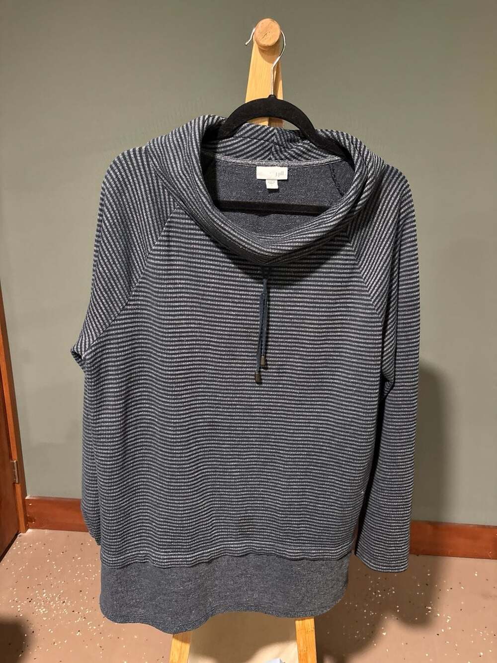J. Jill Relaxed Waffle-Knit Cowl-Neck Striped Pullover Tunic Sweater